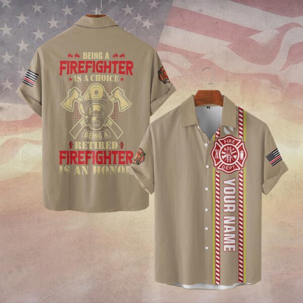 Custom Name Retired Firefighter Legacy #DQH0054 - Short Sleeve Button Shirt
