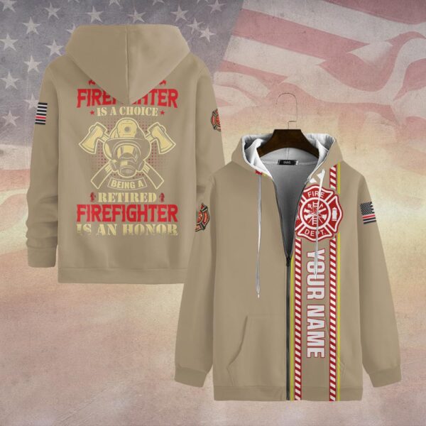 Custom Name Retired Firefighter Legacy #DQH0054 - Zip Hoodie