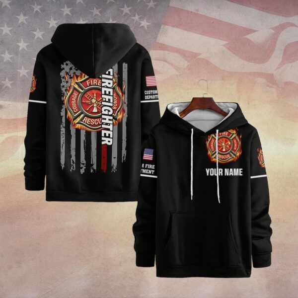 Custom Dept & Name Forged by Fire – American Firefighter Pride #DQH0060 - Hoodie