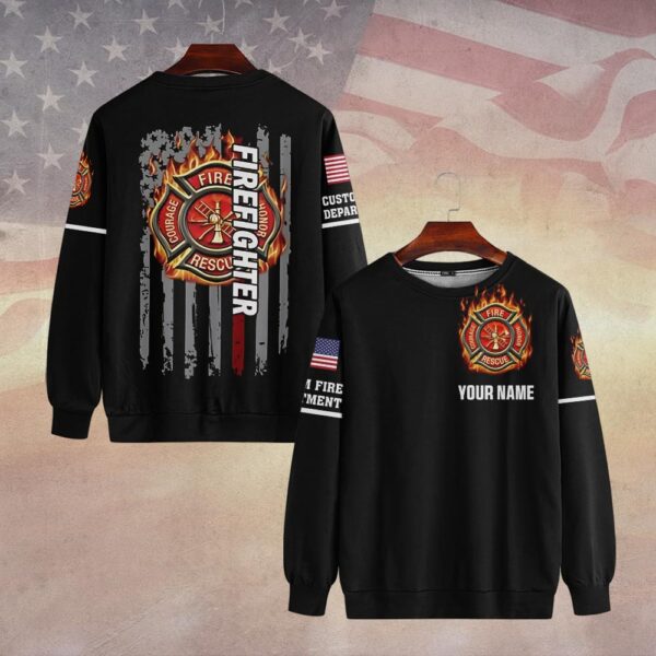 Custom Dept & Name Forged by Fire – American Firefighter Pride #DQH0060 - Sweatshirt