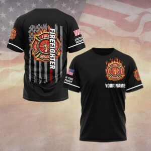 Custom Dept & Name Forged by Fire – American Firefighter Pride #DQH0060 - T-shirt
