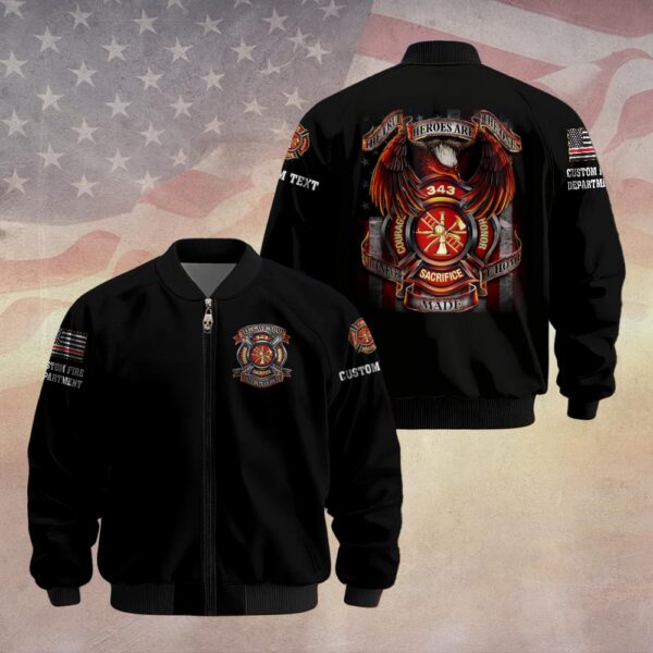 Custom Dept & Text The True Heroes Firefighter #DQH0068 - Bomber Jacket