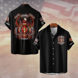 Custom Dept & Text The True Heroes Firefighter #DQH0068 - Short Sleeve Button Shirt