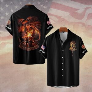Custom Dept & Text Fear No Evil #DQH0070 - Short Sleeve Button Shirt