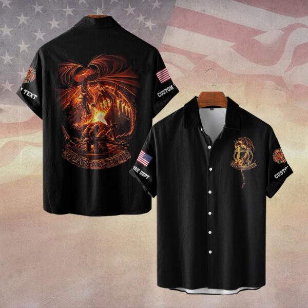 Custom Dept & Text Fear No Evil #DQH0070 - Short Sleeve Button Shirt