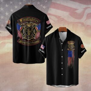 Custom Dept & Text Firefighter Brotherhood #DQH0071 - Short Sleeve Button Shirt
