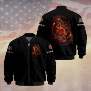 Custom Dept & Text Fear No Evil – Forged in Flame #DQH0073 - Bomber Jacket