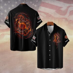 Custom Dept & Text Fear No Evil – Forged in Flame #DQH0073 - Short Sleeve Button Shirt