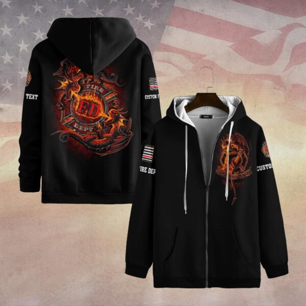 Custom Dept & Text Fear No Evil – Forged in Flame #DQH0073 - Zip Hoodie