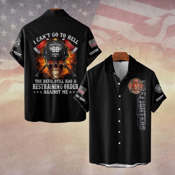 Custom Dept & Text - Can’t Go to Hell #DQH0075 - Short Sleeve Button Shirt