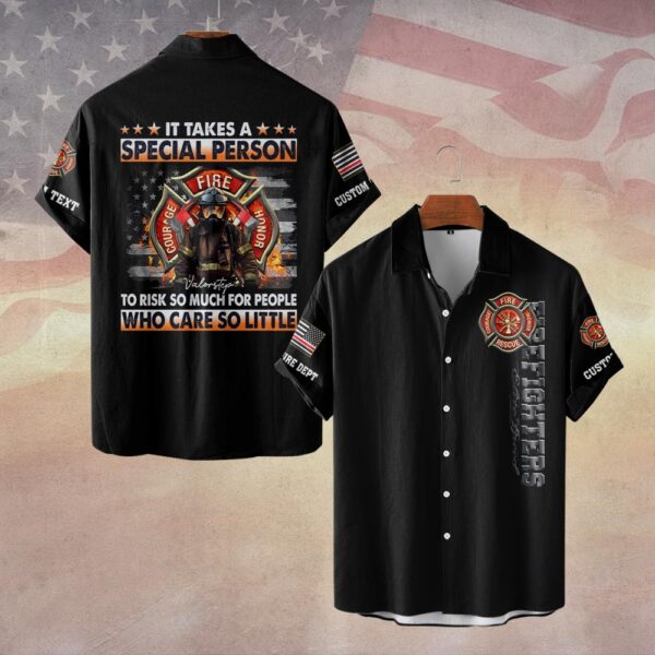 Custom Dept & Text Special Person – Risking It All for Those Who Don’t Care #DQH0079 - Short Sleeve Button Shirt