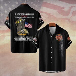 Custom Dept & Text Earn the Title – Tough Enough to Stand the Fire #DQH0082 - Short Sleeve Button Shirt