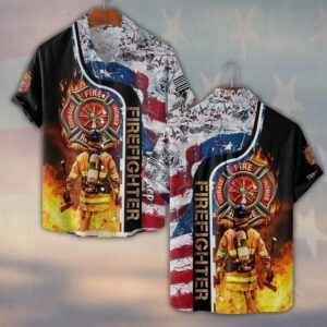Custom Dept & Name – Forged in Flames, United We Stand #DQH0059 - Short Sleeve Button Shirt