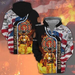 Custom Dept & Name – Forged in Flames, United We Stand #DQH0059 - Zip Hoodie