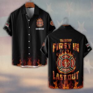 Custom Dept & Text First In Last Out #DQH0061 - Short Sleeve Button Shirt