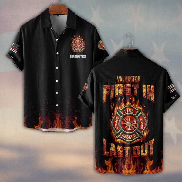 Custom Dept & Text First In Last Out #DQH0061 - Short Sleeve Button Shirt
