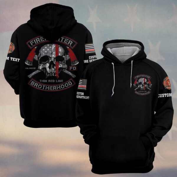 Custom Dept & Text Firefighter Thin Redline Brotherhood #DQH0065 - Hoodie
