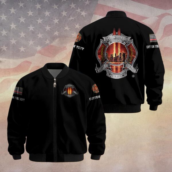 Custom Dept & Text Never Forgotten 9/11 #DQH0067 - Bomber Jacket