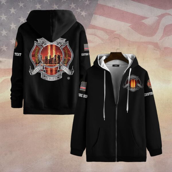 Custom Dept & Text Never Forgotten 9/11 #DQH0067 - Zip Hoodie