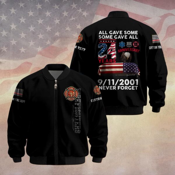 Custom Dept & Text Never Forget - In Memory of 9/11 #DQH0086 - Bomber Jacket