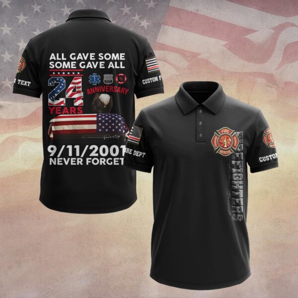 Custom Dept & Text Never Forget - In Memory of 9/11 #DQH0086 - Polo