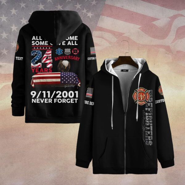 Custom Dept & Text Never Forget - In Memory of 9/11 #DQH0086 - Zip Hoodie