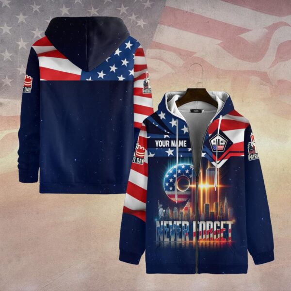 Custom Name United We Stand – Never Forget Shirt #DQH0089 - Zip Hoodie
