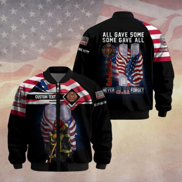 Custom Dept & Text Honoring the 343 – Firefighter Remembrance #DQH0090 - Bomber Jacket