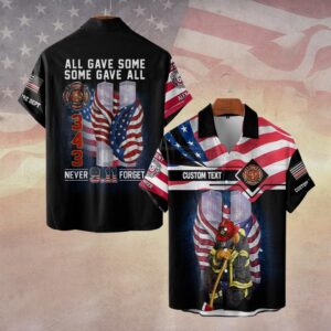 Custom Dept & Text Honoring the 343 – Firefighter Remembrance #DQH0090 - Short Sleeve Button Shirt