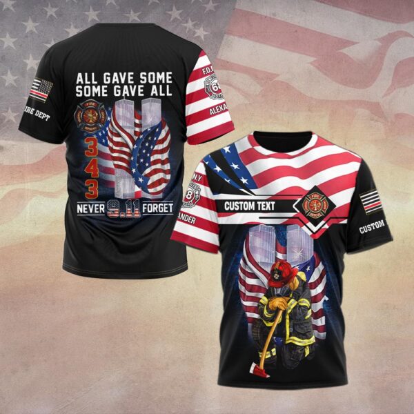 Custom Dept & Text Honoring the 343 – Firefighter Remembrance #DQH0090 - T-shirt