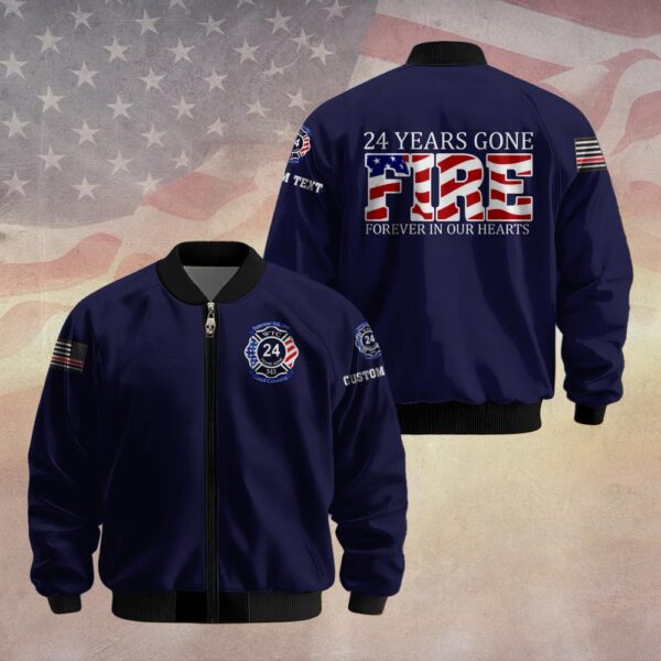 Custom Text Forever in Our Hearts – 24-Year 9/11 Memorial Shirt #DQH0091 - Bomber Jacket