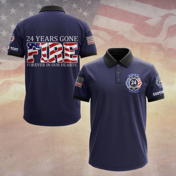 Custom Text Forever in Our Hearts – 24-Year 9/11 Memorial Shirt #DQH0091 - Polo