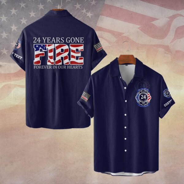 Custom Text Forever in Our Hearts – 24-Year 9/11 Memorial Shirt #DQH0091 - Short Sleeve Button Shirt