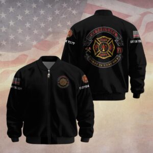 Custom Dept & Text Courage & Brotherhood – Firefighter Emblem #DQH0092 - Bomber Jacket