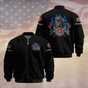 Custom Dept & Text First In, Last Out – Bulldog Fire Rescue #DQH0093 - Bomber Jacket
