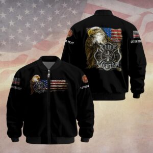 Custom Dept & Text American Eagle – Firefighter Pride #DQH0095 - Bomber Jacket