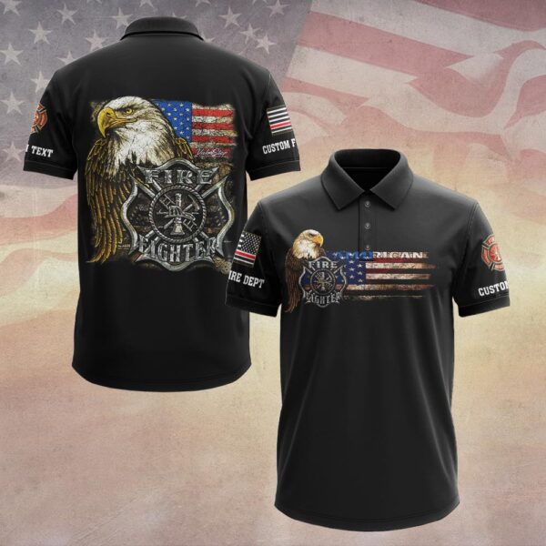 Custom Dept & Text American Eagle – Firefighter Pride #DQH0095 - Polo