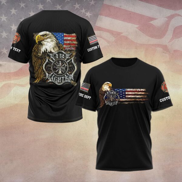 Custom Dept & Text American Eagle – Firefighter Pride #DQH0095 - T-shirt