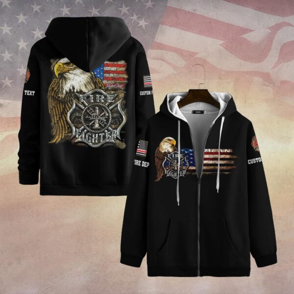 Custom Dept & Text American Eagle – Firefighter Pride #DQH0095 - Zip Hoodie