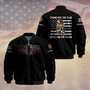 Custom Dept & Text Stand for the Flag – Kneel for the Fallen #DQH0096 - Bomber Jacket
