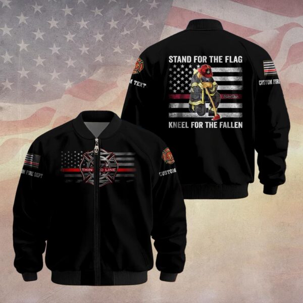 Custom Dept & Text Stand for the Flag – Kneel for the Fallen #DQH0096 - Bomber Jacket