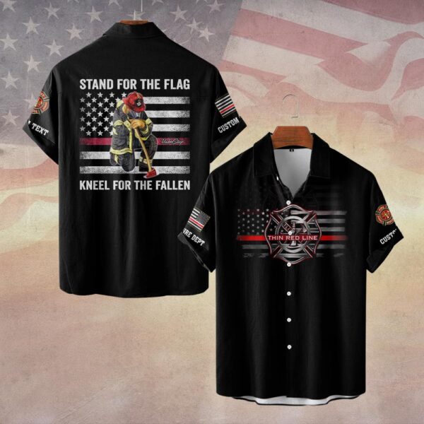 Custom Dept & Text Stand for the Flag – Kneel for the Fallen #DQH0096 - Short Sleeve Button Shirt