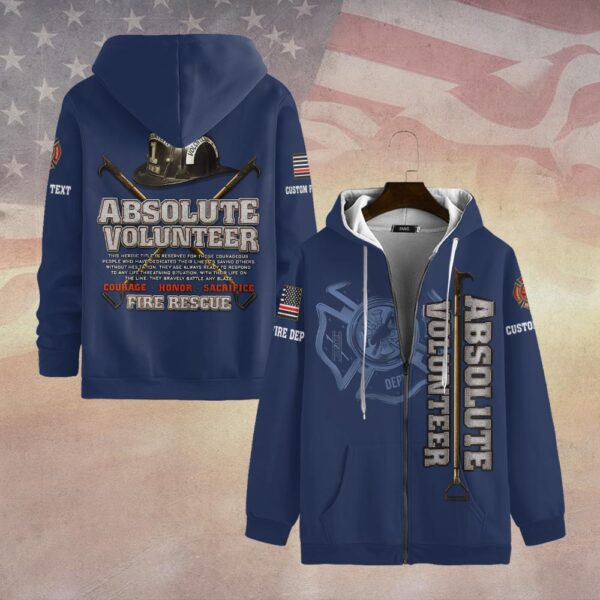 Custom Dept & Text Absolute Volunteer #DQH0097 - Zip Hoodie