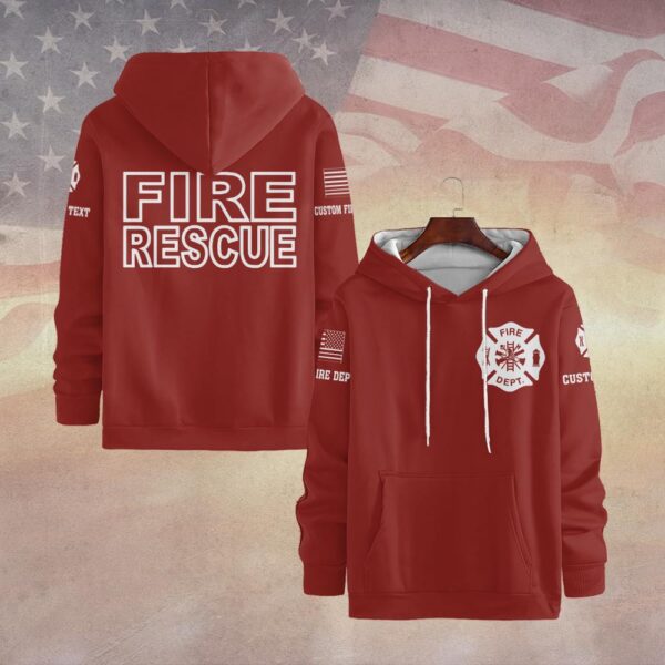 Custom Dept & Text Red Fire Rescue #DQH0105 - Hoodie
