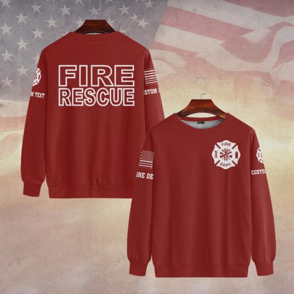 Custom Dept & Text Red Fire Rescue #DQH0105 - Sweatshirt