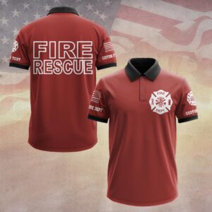 Custom Dept & Text Red Fire Rescue #DQH0105 - Polo