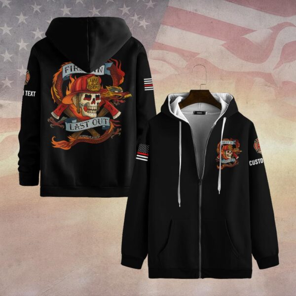 Custom Text First In Last Out #DQH0106 - Zip Hoodie