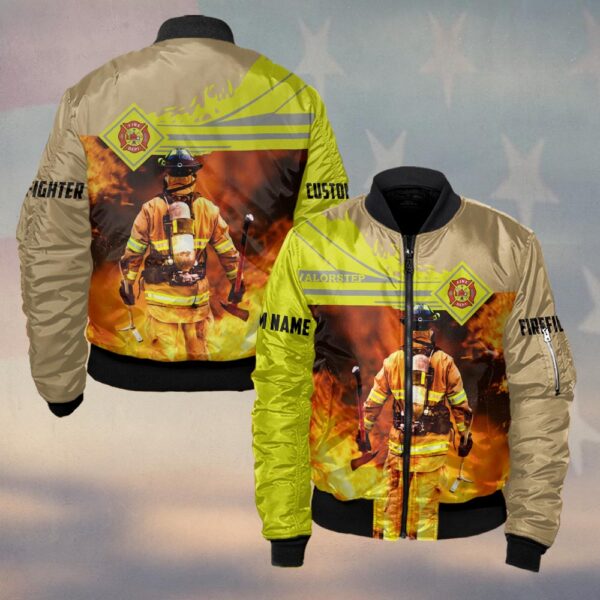 Custom Name – Into the Flames #DQH0109 - Bomber Jacket