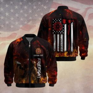 Custom Dept & Name Firefighter Thin Red Line #DQH0110 - Bomber Jacket