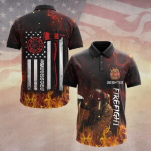 Custom Dept & Name Firefighter Thin Red Line #DQH0110 - Polo